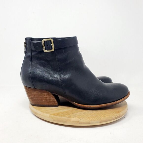 Kork Ease Ankle Boots Womens 9 Maddelena Black Leather Bootie Belted Buckle Moto - Picture 9 of 15